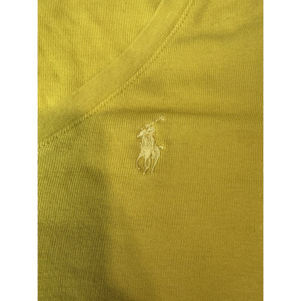 Ralph Lauren Sport Yellow Fitted V-Neck Tee Y2K Long Cotton Horse Logo Small - Picture 2 of 8